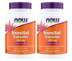NOW Foods Inositol 500 mg, Superior Myo Inositol Form, for Healthy Membrane Function*, Cellular Health*, Support for Women* Kosher, Suitable for Vegans - 200 Vegetarian Capsules (Pack of 2)
