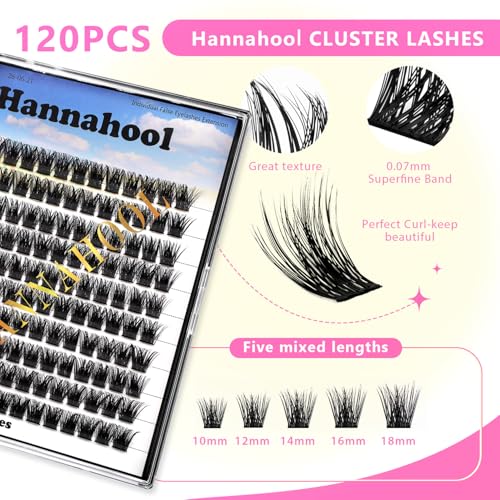 Large Tray,10-20mm to Choose DIY Eye Lashes Extensions 120 Cluster Wide Stem Eyelashes Soft and Lightweight Individual False Eyelashes Dramatic Look (8mm)