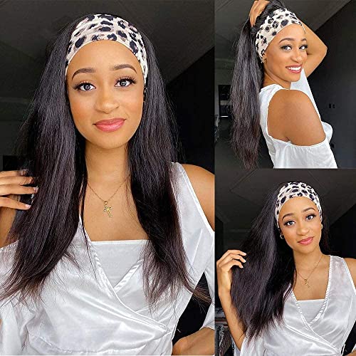 TNICE Headband Wig Human Hair Straight 20 Inch Brazilian Virgin Human Hair Headband Wigs for Black Women Glueless None Lace Front Human Hair Wigs Straight Headband Wigs Natural Color 150% Density