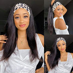 TNICE Headband Wig Human Hair Straight 20 Inch Brazilian Virgin Human Hair Headband Wigs for Black Women Glueless None Lace Front Human Hair Wigs Straight Headband Wigs Natural Color 150% Density
