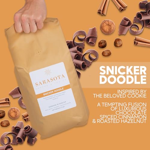 Sarasota Coffee Whole Bean Snickerdoodle Sugar Cookie | Medium Roast Gourmet Flavored Coffee Beans | Low Acid, Mold Free, Specialty Grade Bulk Coffee Beans | 5lb (80 oz)