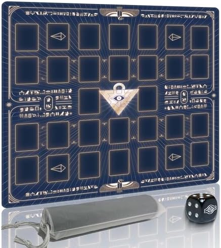 for Yugioh Playmat, 2-Player, Limited Edition Rare Dice and Free Storage Bag Master Rule Duel Field Zones, Large Card Game Mat (Building Blocks)