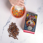 Bones Coffee Company Electric Unicorn Flavored Coffee Beans, Medium Roast Ground Coffee Low Acid, Fruity Cereal With Milk Flavor (12 oz)