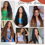 Goddess Box Braids Crochet Hair for Black Women 18 Inch 8 Packs Boho Crochet Braids with Curly Ends Pre Looped Bohemian Knotless Short Crochet Boho Braids Mermaid Box Braids Crochet Hair(18 Inch 2#)