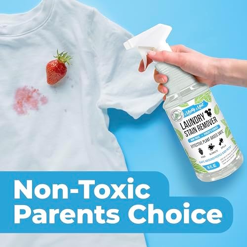 Mighty Mint Laundry Stain Remover, Parent’s Choice Non-Toxic Spray for Stains from Food, Drink, Grease, Natural Peppermint Scent, 16oz