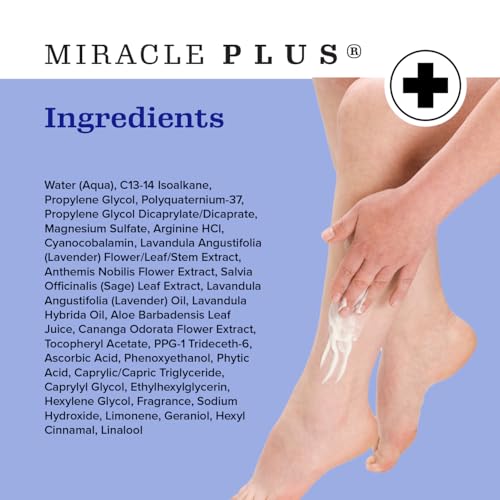 Miracle Plus Magnesium Cream For Leg Relief | Magnesium Lotion Calming Leg Cream Herbal Moisturizer Topical Body Butter Soothes + Calms Sensations, Itching, & Shaking, 8 Oz