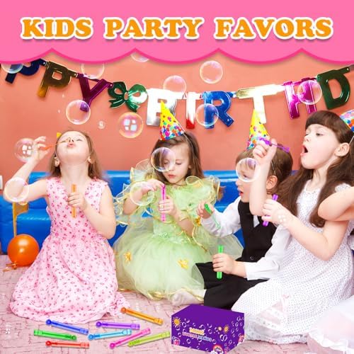 Bulk Neon Mini Bubbles Party Favors for Kids 100 Pack, Small Halloween Trick or Treat Goodie Bag Stuffers Fillers Toys Gifts Bulk for Toddlers, Classroom Carnival Prizes Games for Birthday Parade