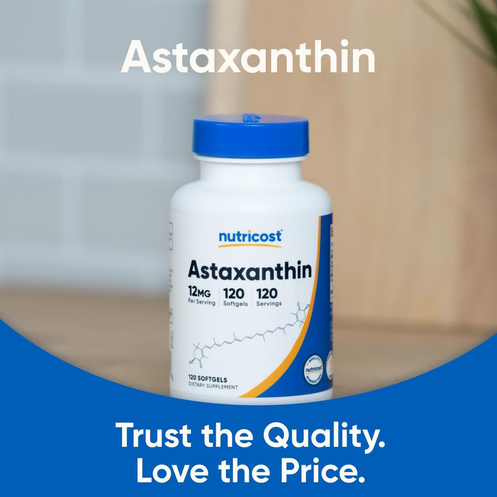 Nutricost Astaxanthin 12mg, Non-GMO and Gluten Free, 120 Softgels (4 Month Supply)