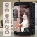 PEEKO Full Size Portable Personal Home Sauna, Pentagon Sauna Tent Sauna Box with 650nm Red Light Therapy, 3L Capacity 1200W Steamer, Pocketed Foldable Chair, Customized Sweat Mat with Remote Control