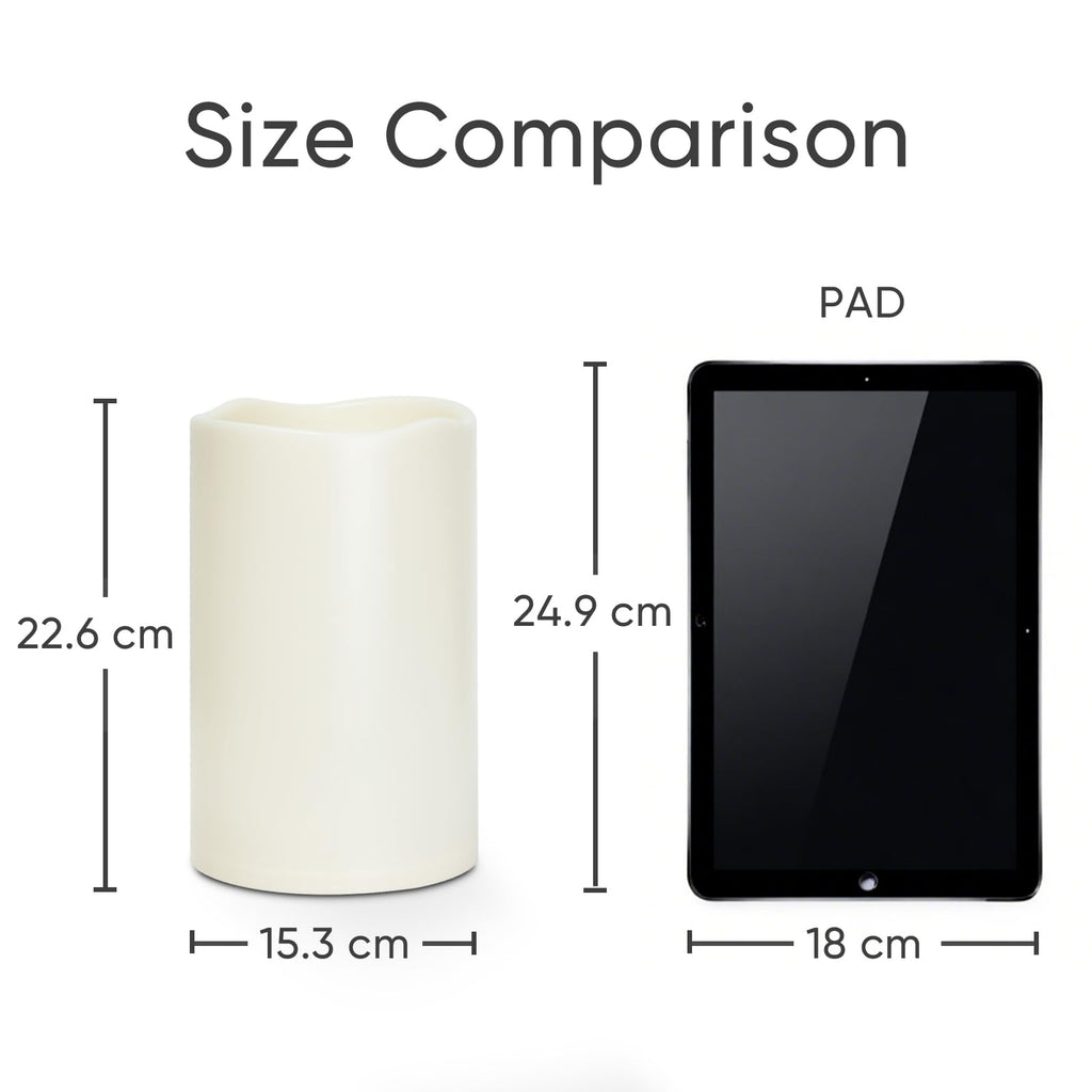 Homemory 6" x 9" Extra Large Outdoor Waterproof Candle with Auto 6-Hour Timer, No Remote, Ivory Plastic Made, Long Last for Half A Year