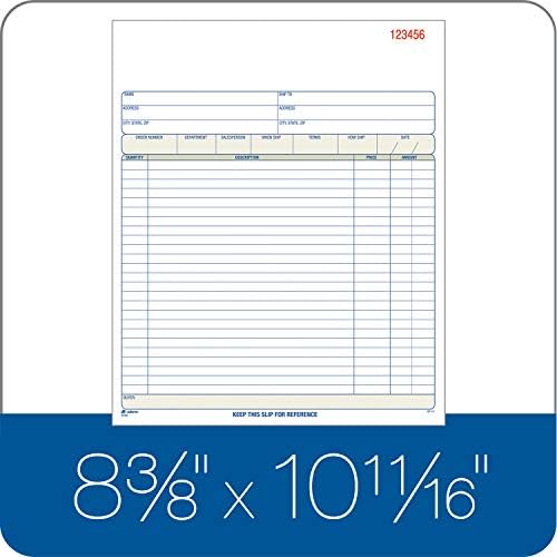 Adams Order Book, Carbonless, White/Canary/Pink, 3-Part, 8-3/8 x 10-11/16 Inches, 50 Sets (TC8100)