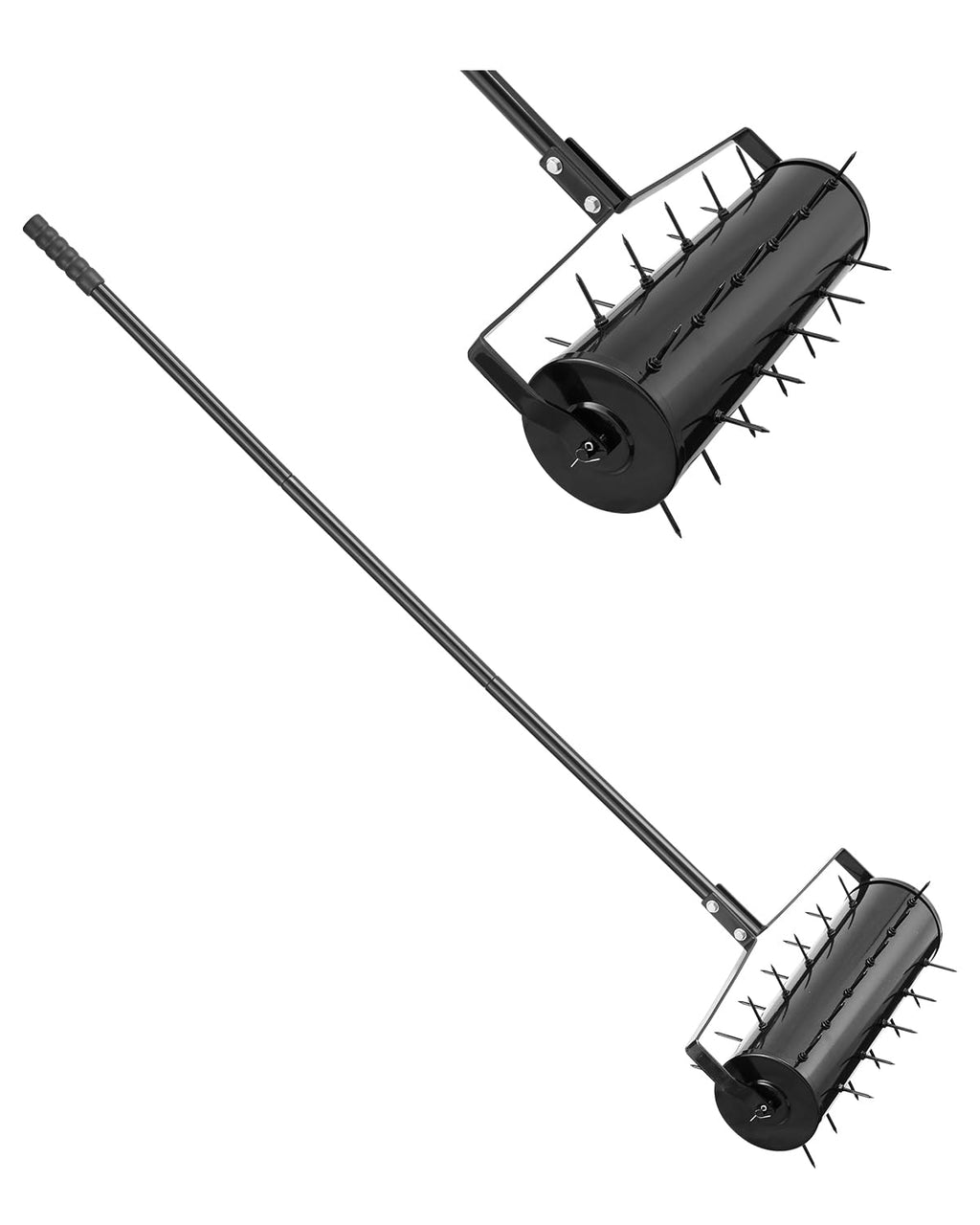 VEVOR Rolling Lawn Aerator, 21-inch Heavy-Duty Manual Rolling Aerator Lawn with Detachable Handle and 33 Iron Spikes, Rolling Lawn Aeration Tool for Garden Patio Yard Compacted Soils and Lawns, Black