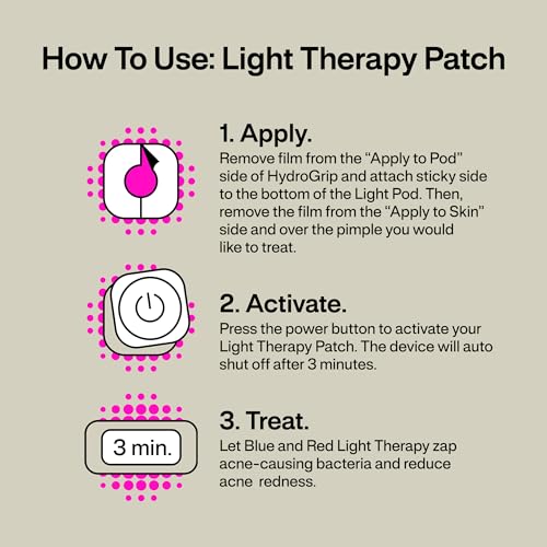 l.a.b Light Therapy Acne Patch, 2-Pack, LED Red and Blue Light Hydrocolloid Acne Patches, Fast Acting 3 Minute Skin Care Pimple Patch Spot Regimen for Zits, Blemishes, 60 Uses
