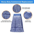 6Pack Heavy Duty Commercial Looped End Cotton Mop,String Cotton Mop Refill Heads Wet Industrial Blue Cotton Looped End String Head Refills, Heavy Mop Replace Head,for General and Floor Cleaning