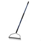 WIKER Heavy Duty Steel Garden Rake, 57 Inch Fiberglass Long Handle with 14 Tempered Tines, One-Piece Non-Slip Yard Rake for Soil, Gravel, Leaves, Gardening & Landscaping