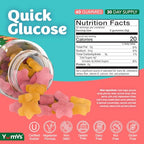 YUM-V'S Glucose Gummies – Fast Acting Glucose Chewable Gummies – Great Tasting – Gluten Free, Vegan, Non-GMO – Orange & Berry Natural Flavor – 60 Chewable Gummy for Adults & Kids (Pack of 2)