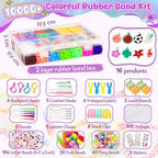 UUEMB 10000+ Rubber Band Bracelet Kit, Colorful Loom Bracelet Making Kit with Storage Box, DIY Art Craft Kit with Charms Beads for Beginners Kids Girls Boys Birthday Parties Christmas Gift