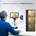 TOMLOV DM9 Pro Digital Microscope: 16MP 7" 1200X HD IPS HDMI Coin Microscope Magnifier for Full Coin View with Screen, 1080P LCD Soldering Microscopes for Adults with 10 LED Lights, PC/TV View, 32GB