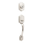 Kwikset Belleview Front Door Lock Handle and Deadbolt Set, Entry Handleset Exterior Only, Satin Nickel, Pick Resistant SmartKey Rekey Deadbolt Security, Interior Sold Separately