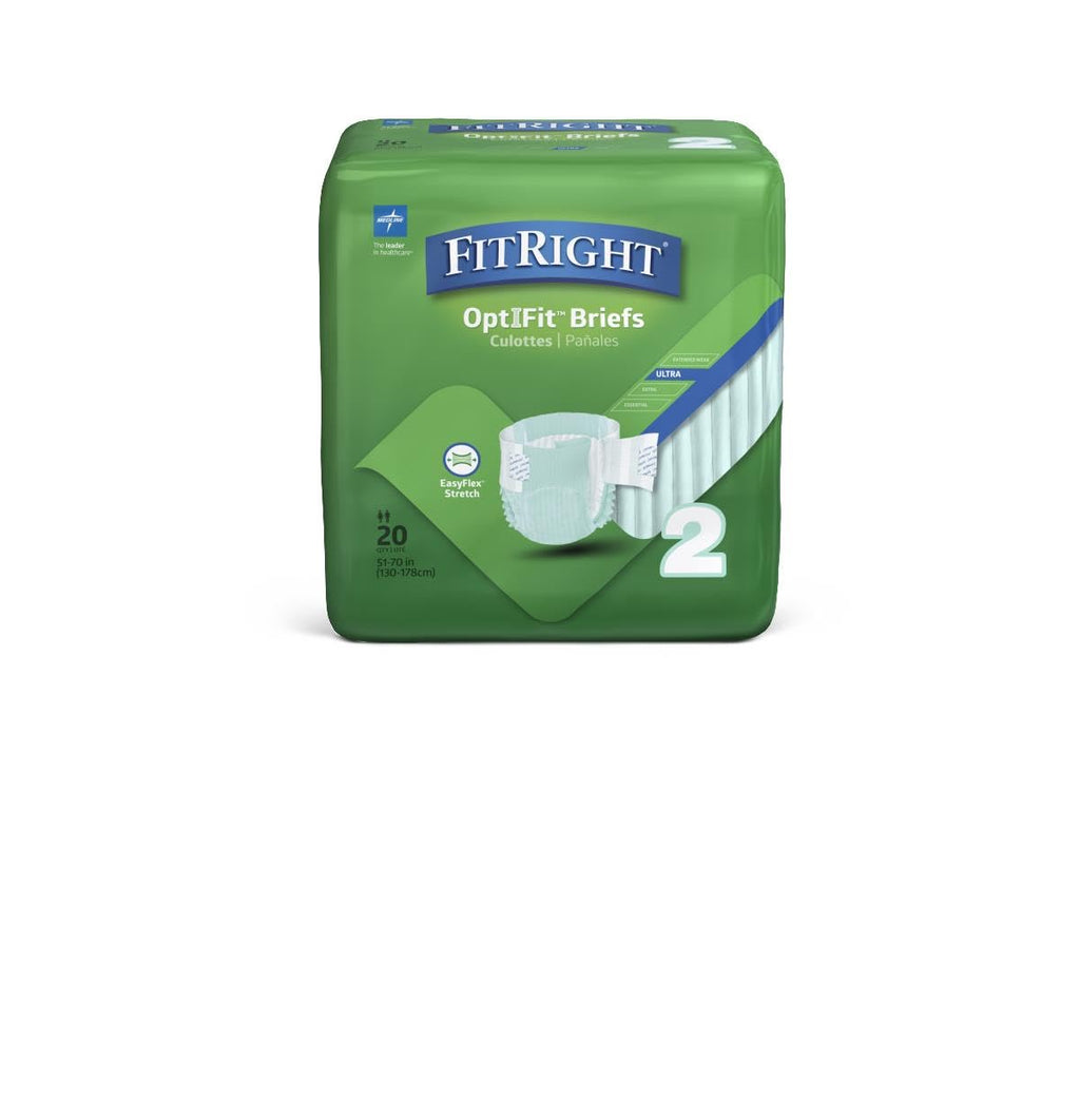 FitRight Stretch Ultra Adult Briefs, Incontinence Diapers with Tabs, Heavy Absorbency, Large/XL/2XL, 51 to 70", 20 Count (Pack of 4)