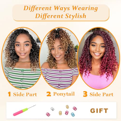 Goddess Box Braids Crochet Hair 10 Inch Boho Crochet Box Braids, 9 Packs Boho Box Braids Crochet Hair For Black Women Pre Looped Box Braids Crochet Hair (10Inch 9 Packs,TGrey)