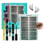 Lash Clusters Kit 280pcs DIY Lashes Extension Kit 40D D Curl Individual Natural Eyelash Cluster with Lash Bond and Seal,Lash Glue Remover and Lash Tweezers for Eyelash Extensions Kit(9-18mm,D-MIX)