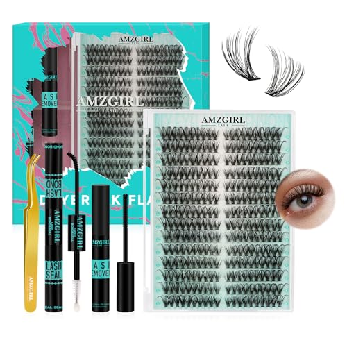 Lash Clusters Kit 280pcs DIY Lashes Extension Kit 40D D Curl Individual Natural Eyelash Cluster with Lash Bond and Seal,Lash Glue Remover and Lash Tweezers for Eyelash Extensions Kit(9-18mm,D-MIX)