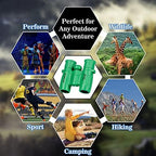 Binoculars for Kids 8x21, Gift for 3-12 Years Boys & Girls, Compact Kids Binoculars High-Resolution Shockproof Mini Binoculars for Bird Watching, Hiking, Camping, Travel Green 301