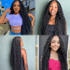 Human Braiding Hair for Boho Braids 2 Bundles 100g 28Inch Water Wave Human Hair Braiding Hair 12A Brazilian Virgin No Weft Hair Extensions for Bohemian Knotless Braids Bulk Human Hair for Braiding