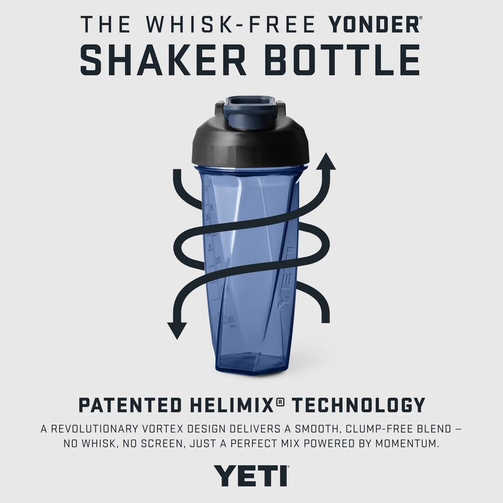 YETI Yonder Helimix Vortex Blender Shaker Bottle Holds up to 27oz | No Blending Ball or Whisk | USA Made | Portable Pre Workout Whey Protein Drink Shaker Cup | Dishwasher Safe, Charcoal