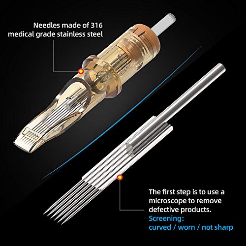 Ambition Premium #08 Bugpin 9RL Disposable Tattoo Needles Cartridges Supply 9 Round Liner 20Pcs for Professionals and Beginners Tattoo Artists