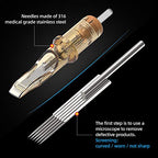 Ambition Premium #08 Bugpin 9RL Disposable Tattoo Needles Cartridges Supply 9 Round Liner 20Pcs for Professionals and Beginners Tattoo Artists