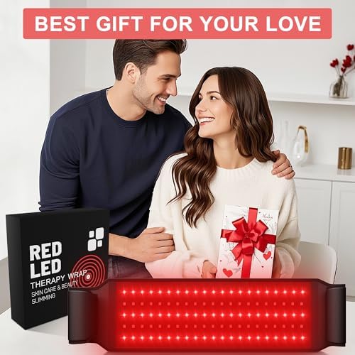 Red Light Therapy for Body:5 Light Levels Infrared Light Heat Therapy Belt Wrap for Back/Waist/Muscle/Pain Relief 660nm & 850nm Led Beads Red Light Therapy Device with Timer