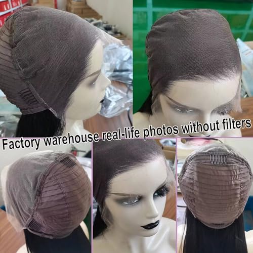 Lemoda 210% Density Full 13x6 SKINLIKE Real HD Lace Frontal Wigs Straight 13x6 Full Lace Frontal Virgin Human Hair Wigs Invisible 0.1mm Ultra-thin Knots Frayed Ends Lace Wig 20Inch