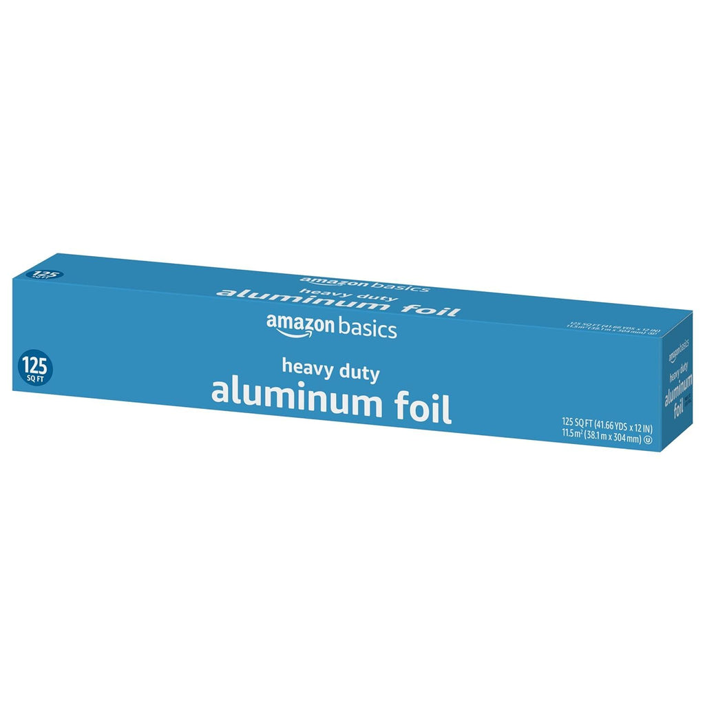 Amazon Basics Heavy Duty Aluminum Foil for Cooking, Grilling, Food Storage, Roasting, 125 Sq Ft, Pack of 2