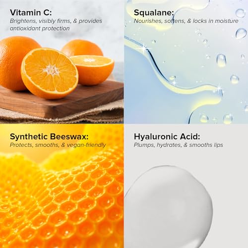 DRMTLGY C Balm: Antioxidant Lip Treatment Balm & Lip Oil with Supercharged Vitamin C FSA HSA Eligible, Hyaluronic Acid Serum for Deep Hydration, Smooths Lip Lines & Wrinkles, Plumps Dry, Chapped Lips