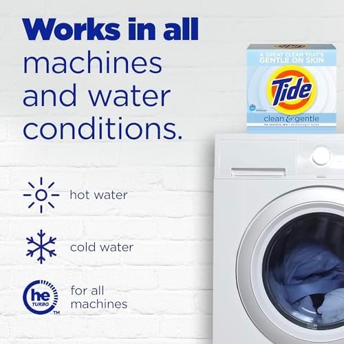 Tide Clean and Gentle Powder Laundry Detergent, Unscented, 68 Loads, 77 oz