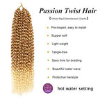 Dorsanee Ombre Blonde Passion Twist Hair 18 Inch 7 Packs Water Wave Crochet Hair Long Bohemian Curly Braiding Hair for Butterfly Locs, Faux Locs, Boho Style Spring Twist Crochet Braids (27/613#)