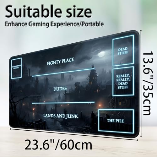 for MTG Game Playmat, for Magic TCG Rubber Play mat,Tabletop Card Playmats with Smooth Surface,Trading Card Inked Game Mat with White Zones,Battle Game,Fantasy Castle