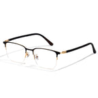 ZanyLen Blue Light Blocking Glasses Men Computer Gaming Glasses Rectangle Metal Semi-rimless Black/Golden Frame Anti Glare/UV400 Clear Lens