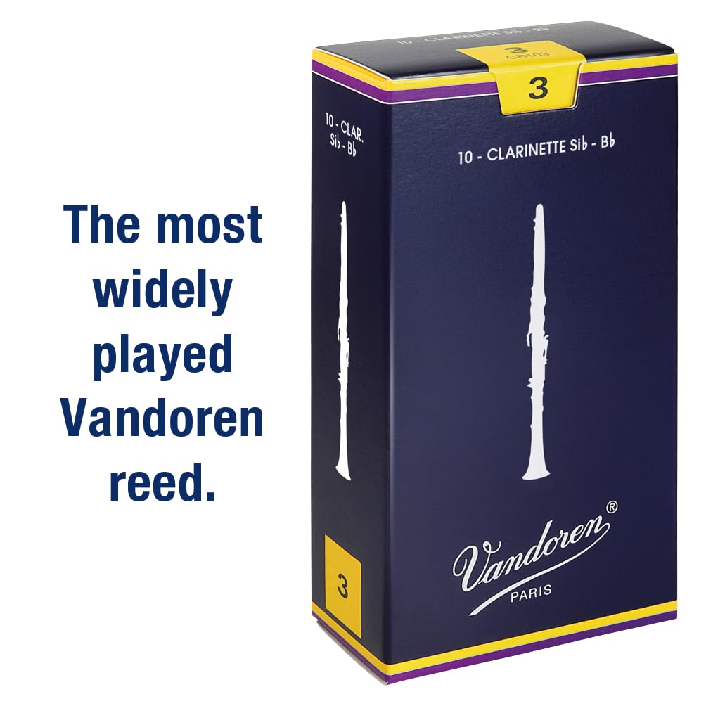 Vandoren CR103 Bb Clarinet Traditional Reeds Strength 3; Box of 10