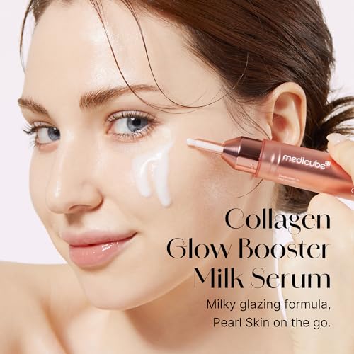 Medicube Collagen Glow Booster Milk Serum - Twist & Click - Radiance & Hydration with Niacinamide, Milk Protein Extract, Hydrolyzed Collagen - Illuminates & Firms Skin - Korean Skin Care, 0.50 oz