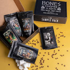 Bones Coffee Company Favorite Flavors Sample Pack Gift Set, Medium Roast Ground Coffee Low Acid Flavored Coffee Beans (4 oz, Pack of 5)