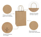 BagDream Gift Bags with Handles 5.25x3x8 Inch Small Brown 100 Pack Bulk