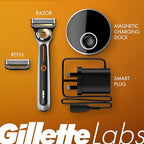 GilletteLabs Heated Razor Starter Kit - 1 Handle, 2 Blade Refills, 1 Charging Dock