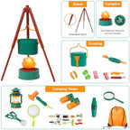 Meland Kids Camping Set with Tent - Toddler Toys for Boys with Campfire, Camping Toys for Kids Indoor Outdoor Pretend Play, Gift Idea for Boys Age 3,4,5,6 Year Old Birthday Christmas (Green)