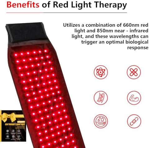 Red Light Therapy for Body, Up to 18 Watts 120-Bead Wearable Near Red Infrared Light Therapy Wrap Belt, 660nm & 850nm, Auto Timer, Ideal for Shoulder Waist Back Body