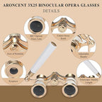Aroncent Portable Binoculars 3x2.5 Magnification for Theatre Sports Concert Outdoor Camping Color Choice, Base Metal
