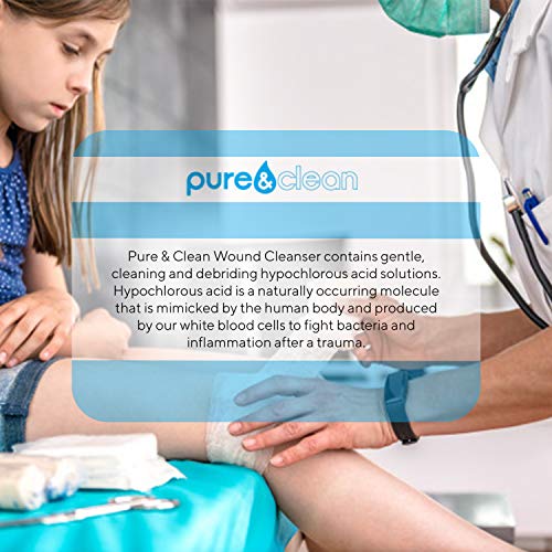 Pure & Clean Wound Cleanser and Lid Prep - Alcohol-Free Formula - Hypochlorous Acid (HOCl) & Oxygenated Water - For Wound Care - pH Balanced - Painless, Non-Cytotoxic Debriding Solution Spray - 8 Oz