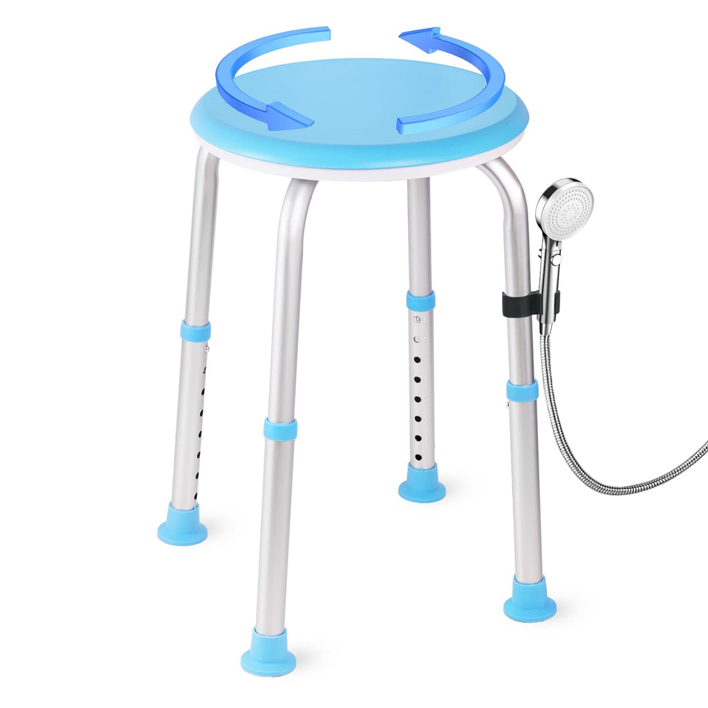 xlkkf Shower Chair Shower Seat for Inside,Bath Chair for Elderly and Disabled,Tool-Free Assembly, Adjustable Height (13.75"-20.5"), 360° Swivel, Anti-Slip Feet - Supports 350lbs
